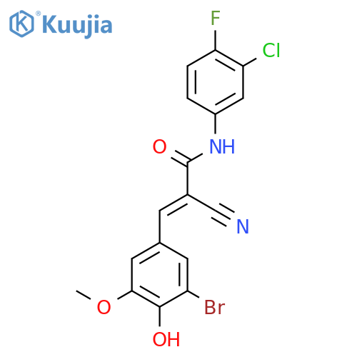 3-(3-bromo-4-hydroxy-5-methoxyphenyl)-N-(3-chloro-4-fluorophenyl)-2-cyanoprop-2-enamide structure