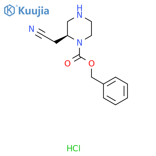 benzyl (2S)-2-(cyanomethyl)piperazine-1-carboxylate;hydrochloride structure