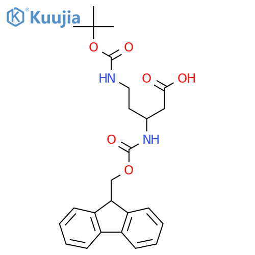 5-{(tert-butoxy)carbonylamino}-3-({(9H-fluoren-9-yl)methoxycarbonyl}amino)pentanoic acid structure