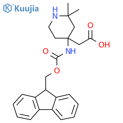 2-4-({(9H-fluoren-9-yl)methoxycarbonyl}amino)-2,2-dimethylpiperidin-4-ylacetic acid structure