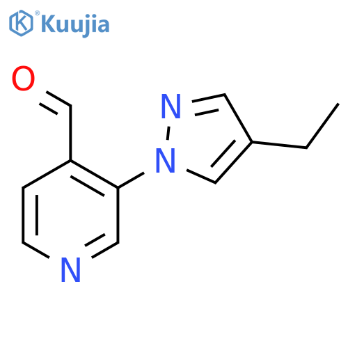 3-(4-ethyl-1H-pyrazol-1-yl)pyridine-4-carbaldehyde structure