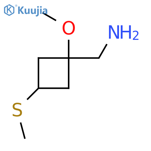 1-methoxy-3-(methylsulfanyl)cyclobutylmethanamine structure