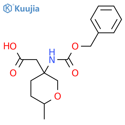 2-(3-{(benzyloxy)carbonylamino}-6-methyloxan-3-yl)acetic acid structure