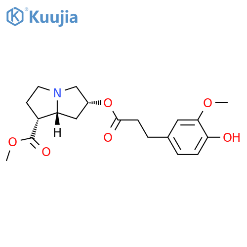 1H-Pyrrolizine-1-carboxylic acid, hexahydro-6-[3-(4-hydroxy-3-methoxyphenyl)-1-oxopropoxy]-, methyl ester, (1R,6R,7aR)- structure