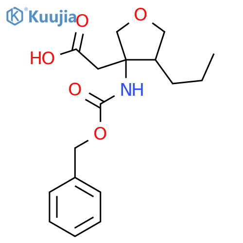 2-(3-{(benzyloxy)carbonylamino}-4-propyloxolan-3-yl)acetic acid structure