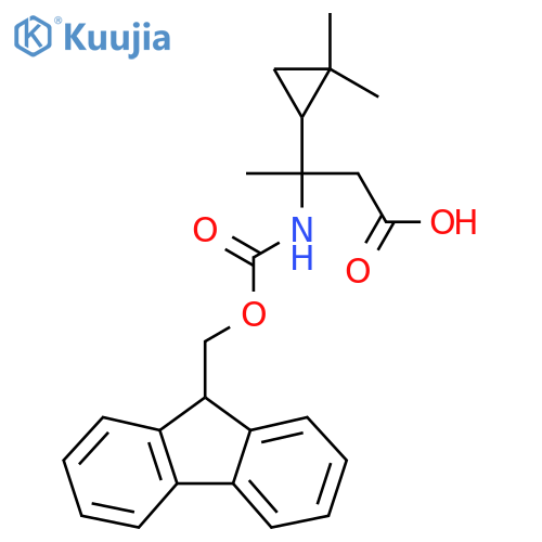 3-(2,2-dimethylcyclopropyl)-3-({(9H-fluoren-9-yl)methoxycarbonyl}amino)butanoic acid structure