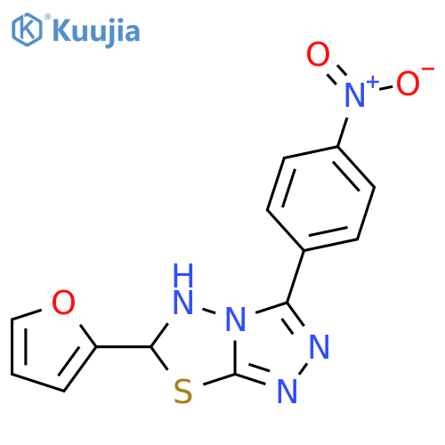 6-(2-furyl)-3-(4-nitrophenyl)-5,6-dihydro[1,2,4]triazolo[3,4-b][1,3,4]thiadiazole (en)1,2,4-triazolo[3,4-b][1,3,4]thiadiazole, 6-(2-furanyl)-5,6-dihydro-3-(4-nitrophenyl)- (en) structure