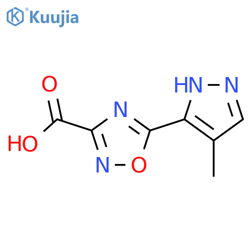 5-(4-methyl-1H-pyrazol-5-yl)-1,2,4-oxadiazole-3-carboxylic acid structure