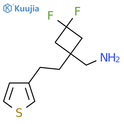 {3,3-difluoro-1-2-(thiophen-3-yl)ethylcyclobutyl}methanamine structure