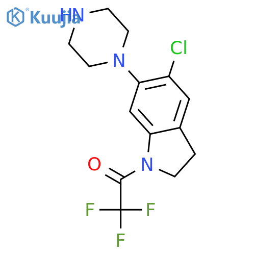 1H-Indole, 5-chloro-2,3-dihydro-6-(1-piperazinyl)-1-(trifluoroacetyl)- structure
