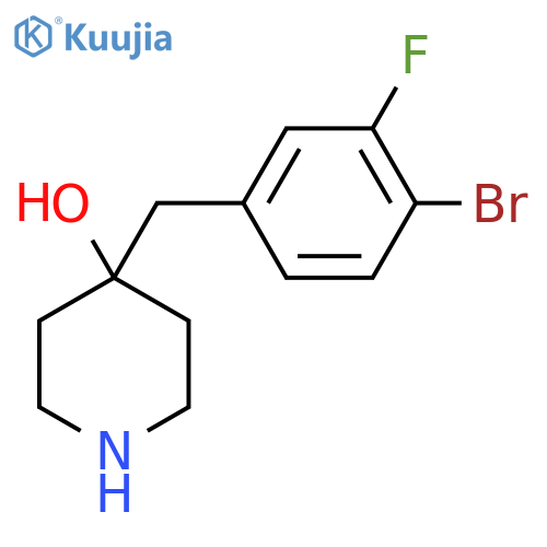 4-(4-bromo-3-fluorophenyl)methylpiperidin-4-ol structure