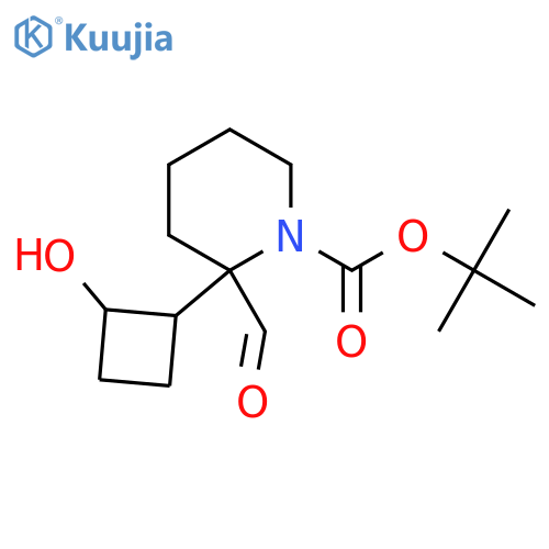 tert-butyl 2-formyl-2-(2-hydroxycyclobutyl)piperidine-1-carboxylate structure