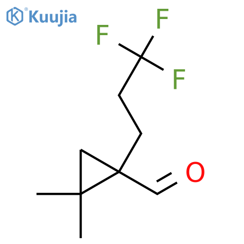 2,2-dimethyl-1-(3,3,3-trifluoropropyl)cyclopropane-1-carbaldehyde structure