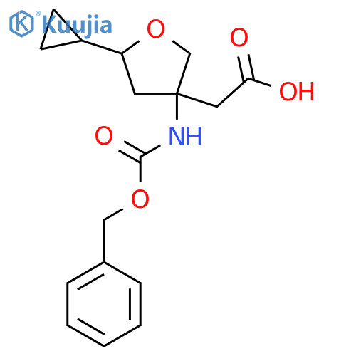 2-(3-{(benzyloxy)carbonylamino}-5-cyclopropyloxolan-3-yl)acetic acid structure