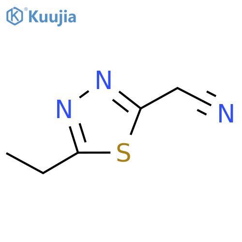 2-(5-ethyl-1,3,4-thiadiazol-2-yl)acetonitrile structure