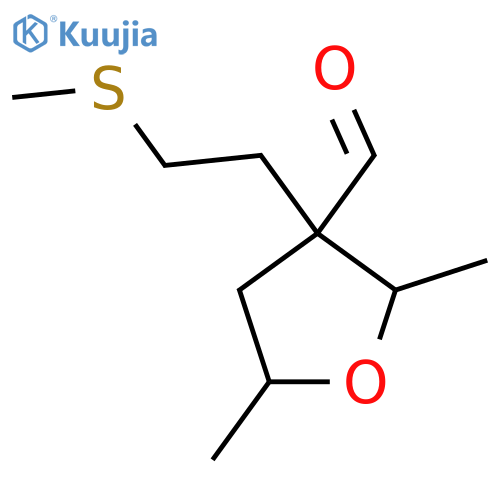 2,5-dimethyl-3-2-(methylsulfanyl)ethyloxolane-3-carbaldehyde structure