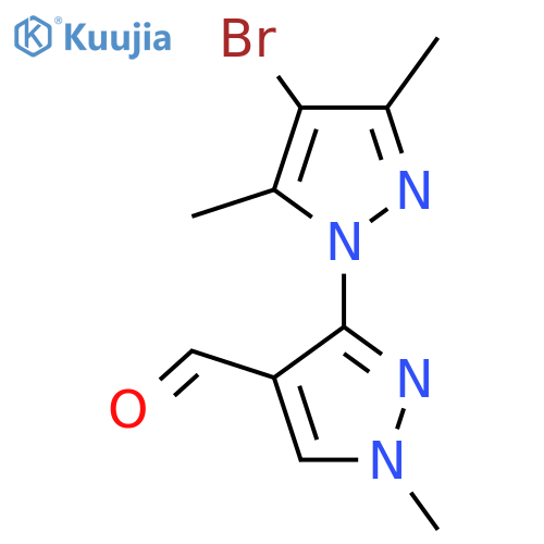 3-(4-bromo-3,5-dimethyl-1H-pyrazol-1-yl)-1-methyl-1H-pyrazole-4-carbaldehyde structure