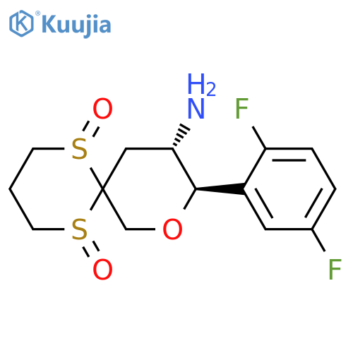 8-Oxa-1,5-dithiaspiro[5.5]undecan-10-amine, 9-(2,5-difluorophenyl)-, 1,5-dioxide, (9R,10S)- structure