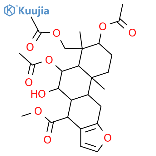 3,6,7,18-Tetrahydroxy-17-vouacapanoic acid; (3α,6α,7β)-form, 3,6,18-Tri-Ac, Me ester structure