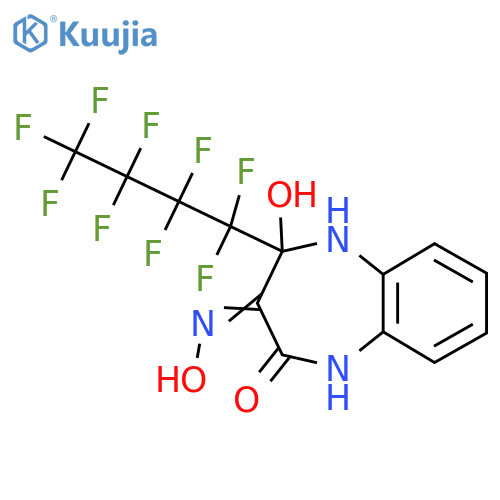 4-Hydroxy-3-(hydroxyimino)-4-(nonafluorobutyl)-1,3,4,5-tetrahydro-2H-1,5-benzodiazepin-2-one structure