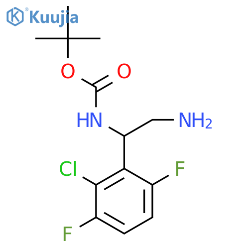 tert-butyl N-2-amino-1-(2-chloro-3,6-difluorophenyl)ethylcarbamate structure