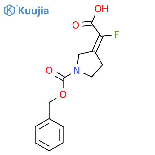 2-{1-(benzyloxy)carbonylpyrrolidin-3-ylidene}-2-fluoroacetic acid structure