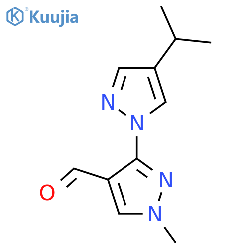 1-methyl-3-4-(propan-2-yl)-1H-pyrazol-1-yl-1H-pyrazole-4-carbaldehyde structure