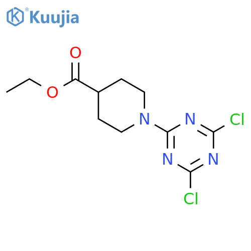 4-Piperidinecarboxylicacid, 1-(4,6-dichloro-1,3,5-triazin-2-yl)-, ethyl ester structure