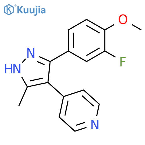 Pyridine, 4-[3-(3-fluoro-4-methoxyphenyl)-5-methyl-1H-pyrazol-4-yl]- structure