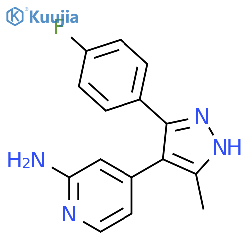 2-Pyridinamine, 4-[3-(4-fluorophenyl)-5-methyl-1H-pyrazol-4-yl]- structure