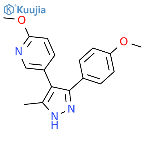 Pyridine, 2-methoxy-5-[3-(4-methoxyphenyl)-5-methyl-1H-pyrazol-4-yl]- structure
