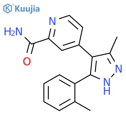 2-Pyridinecarboxamide,4-[3-methyl-5-(2-methylphenyl)-1H-pyrazol-4-yl]- structure
