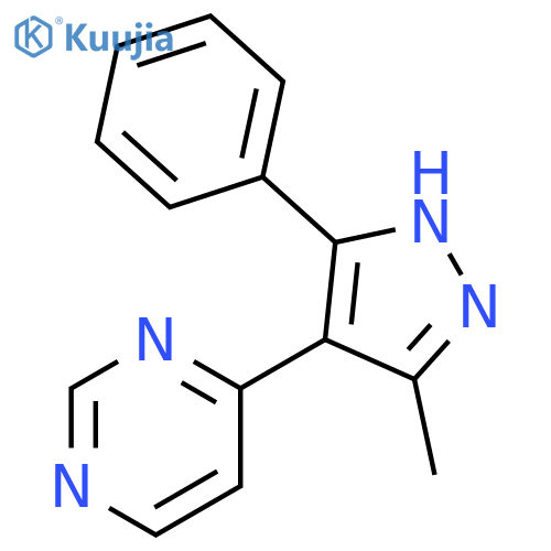 Pyrimidine, 4-(3-methyl-5-phenyl-1H-pyrazol-4-yl)- structure