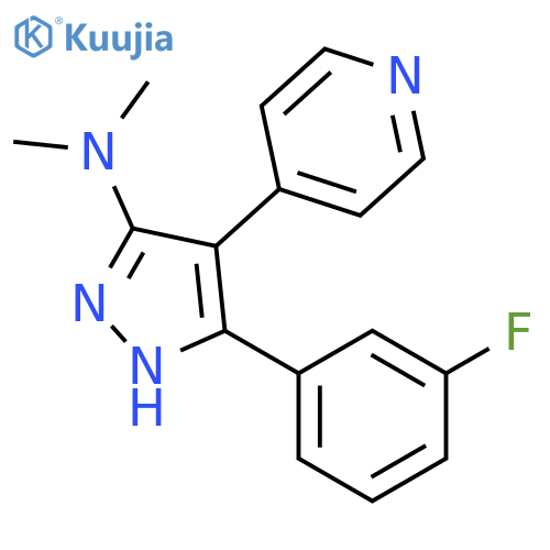 1H-Pyrazol-3-amine, 5-(3-fluorophenyl)-N,N-dimethyl-4-(4-pyridinyl)- structure