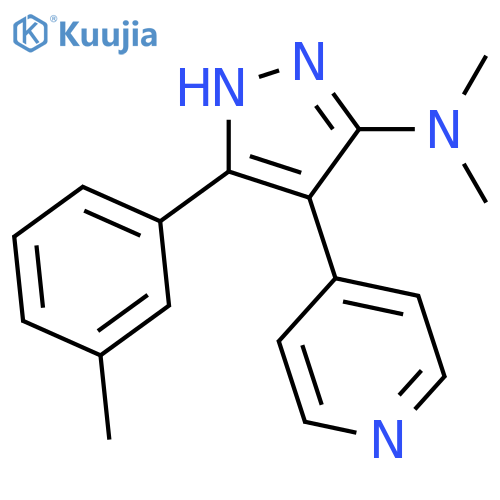 1H-Pyrazol-3-amine, N,N-dimethyl-5-(3-methylphenyl)-4-(4-pyridinyl)- structure