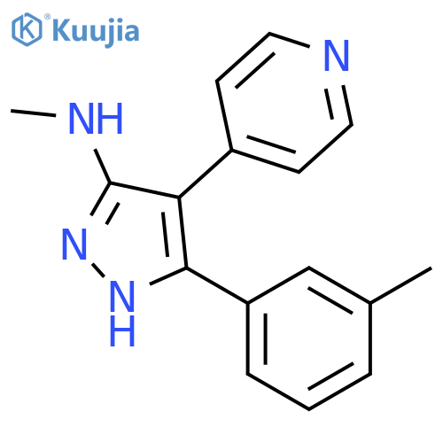 1H-Pyrazol-3-amine, N-methyl-5-(3-methylphenyl)-4-(4-pyridinyl)- structure