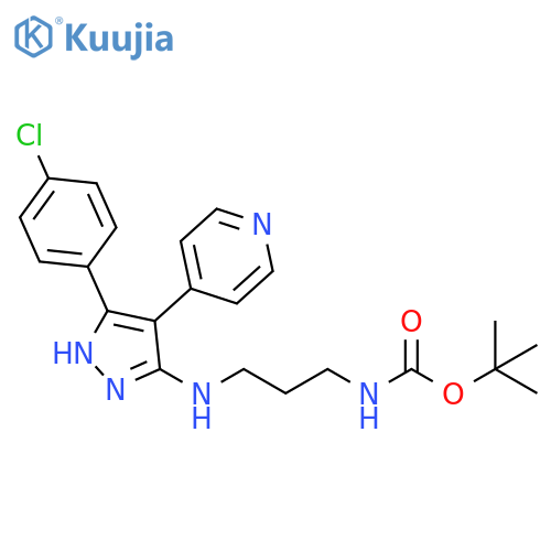 Carbamic acid, [3-[[5-(4-chlorophenyl)-4-(4-pyridinyl)-1H-pyrazol-3-yl]amino]propyl]-, 1,1-dimethylethyl ester (9CI) structure