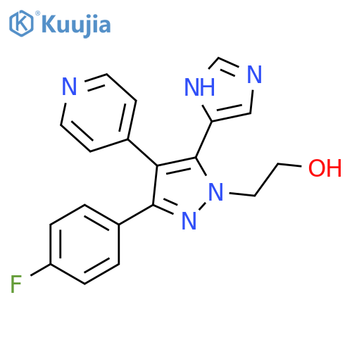 1H-Pyrazole-1-ethanol,3-(4-fluorophenyl)-5-(1H-imidazol-4-yl)-4-(4-pyridinyl)- structure