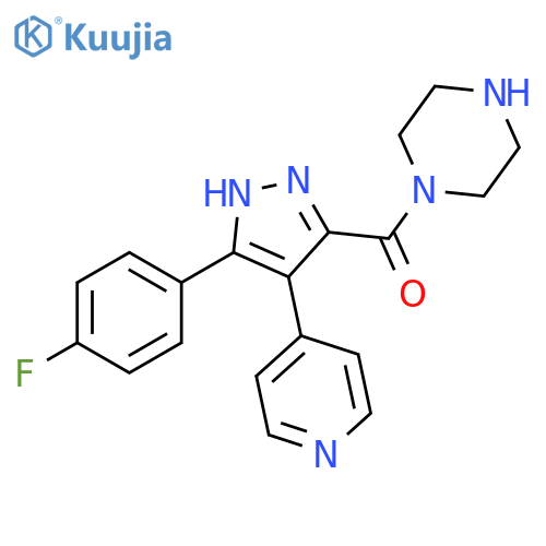 Piperazine,1-[[5-(4-fluorophenyl)-4-(4-pyridinyl)-1H-pyrazol-3-yl]carbonyl]- structure