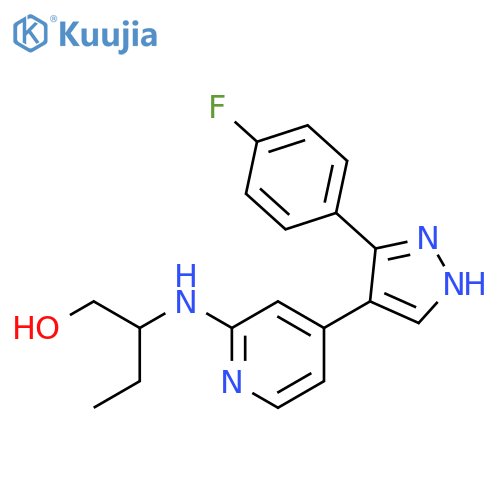 1-Butanol, 2-[[4-[3-(4-fluorophenyl)-1H-pyrazol-4-yl]-2-pyridinyl]amino]- structure