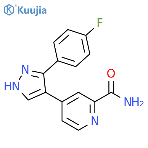 2-Pyridinecarboxamide, 4-[3-(4-fluorophenyl)-1H-pyrazol-4-yl]- structure