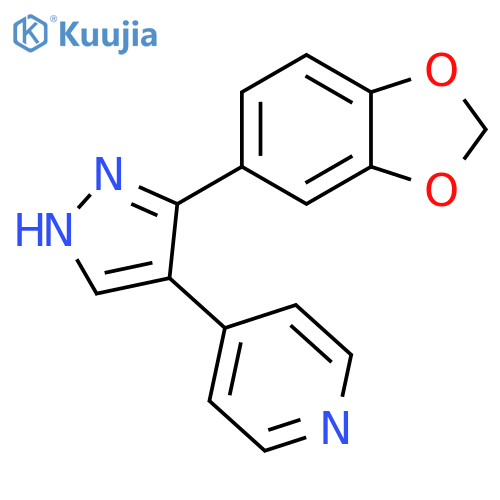 Pyridine, 4-[3-(1,3-benzodioxol-5-yl)-1H-pyrazol-4-yl]- structure