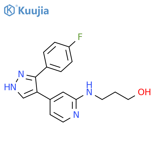 1-Propanol, 3-[[4-[3-(4-fluorophenyl)-1H-pyrazol-4-yl]-2-pyridinyl]amino]- structure