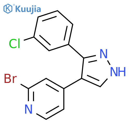 Pyridine, 2-bromo-4-[3-(3-chlorophenyl)-1H-pyrazol-4-yl]- structure