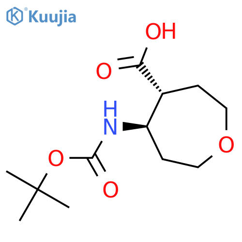 rac-(4R,5R)-5-{[(tert-butoxy)carbonyl]amino}oxepane-4-carboxylic acid structure