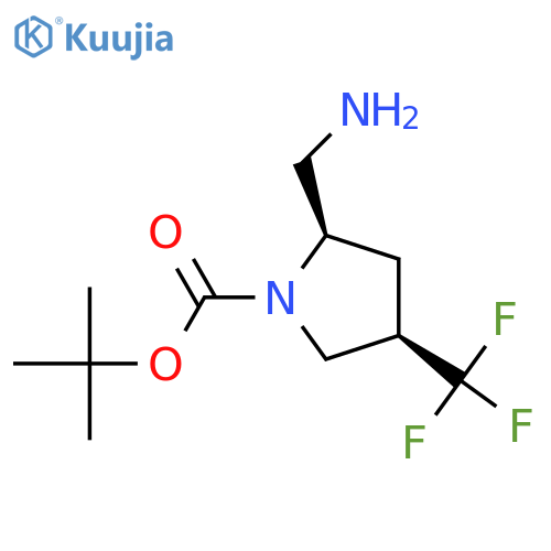 tert-butyl (2R,4R)-2-(aminomethyl)-4-(trifluoromethyl)pyrrolidine-1-carboxylate structure