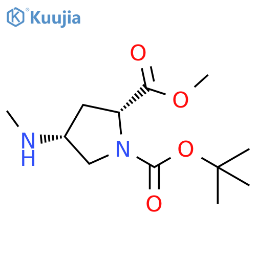 O1-tert-butyl O2-methyl (2R,4R)-4-(methylamino)pyrrolidine-1,2-dicarboxylate structure