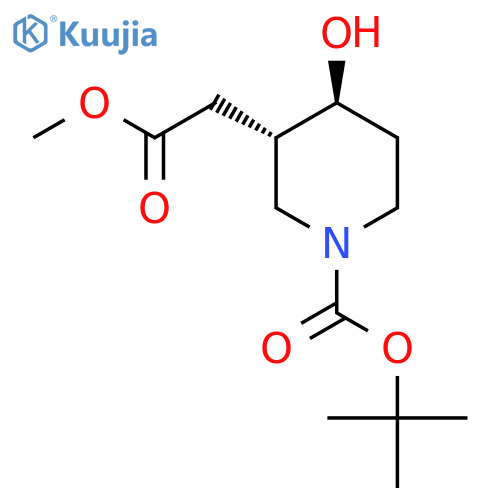 tert-butyl (3S,4S)-4-hydroxy-3-(2-methoxy-2-oxo-ethyl)piperidine-1-carboxylate structure
