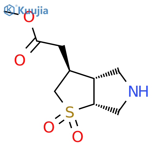 (3S,3aR,6aR)- 2H-Thieno[2,3-c]pyrrole-3-acetic acid, hexahydro-, methyl ester, 1,1-dioxide, structure