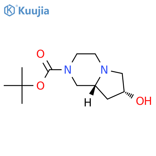 tert-butyl (7R,8aR)-7-hydroxy-octahydropyrrolo[1,2-a]piperazine-2-carboxylate structure